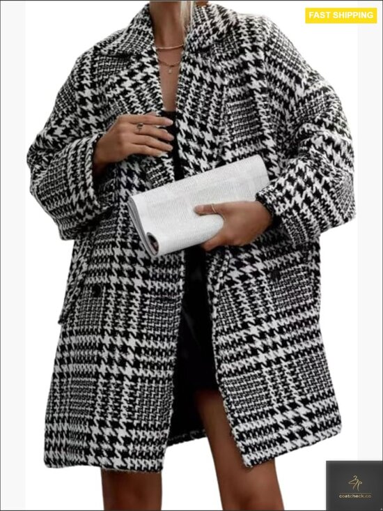 Jackets & Blazers - Classic Wool Blend Pea Coat Notch Lapel Double Breasted Loose Fit Mid Long